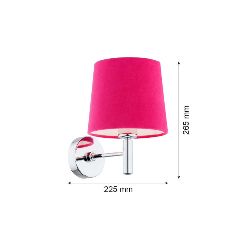 Argon 3909 - Stenska svetilka BOLZANO 1xE27/15W/230V roza/sijajni krom