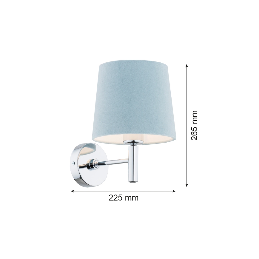 Argon 3910 - Stenska svetilka BOLZANO 1xE27/15W/230V modra/sijajni krom