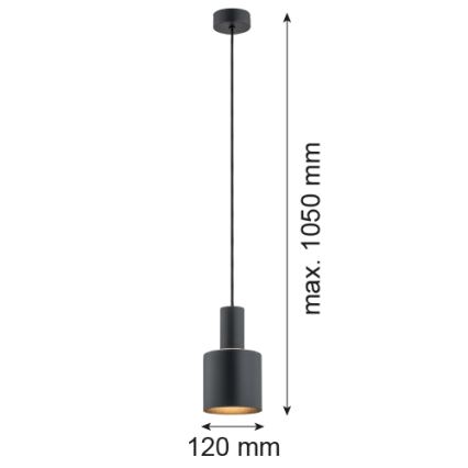 Argon 4219 - Lestenec na vrvici SINES 1xE27/15W/230V pr. 12 cm črna