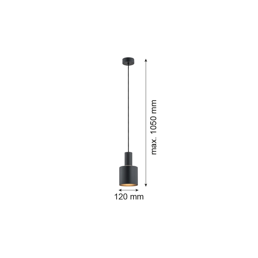 Argon 4219 - Lestenec na vrvici SINES 1xE27/15W/230V pr. 12 cm črna
