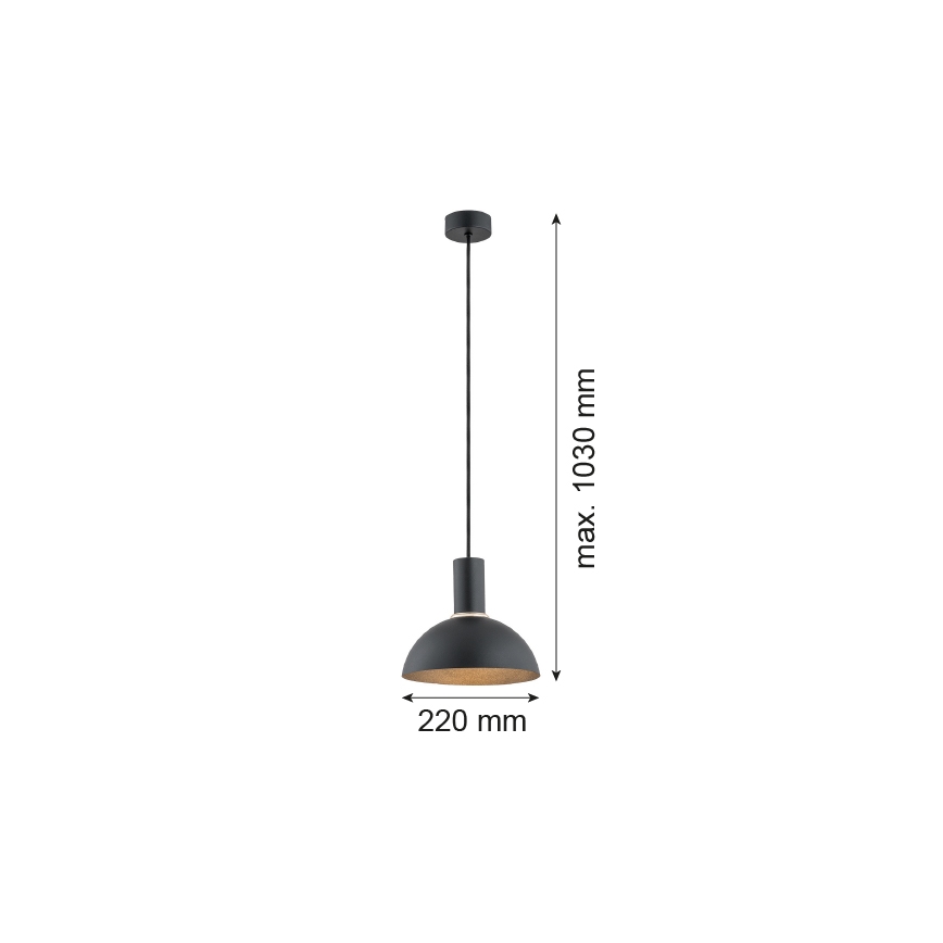 Argon 4222 - Lestenec na vrvici SINES 1xE27/15W/230V pr. 28 cm črna
