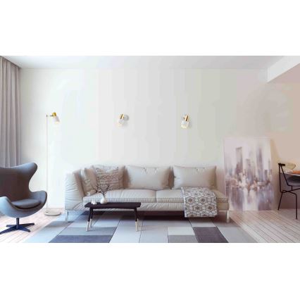Argon 4264 - Stenski reflektor DORIA 1xE27/15W/230V bela/medenina