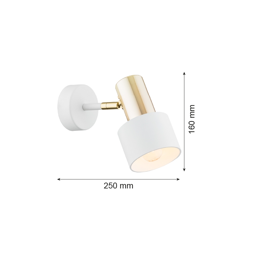 Argon 4264 - Stenski reflektor DORIA 1xE27/15W/230V bela/medenina