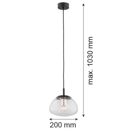 Argon 4331 - Lestenec na vrvici TRINI 1xE27/15W/230V pr. 20 cm črna