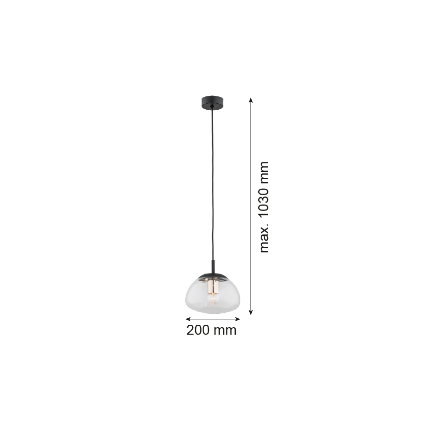 Argon 4331 - Lestenec na vrvici TRINI 1xE27/15W/230V pr. 20 cm črna