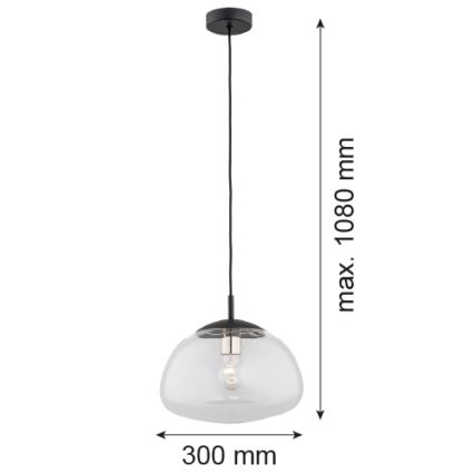 Argon 4332 - Lestenec na vrvici TRINI 1xE27/15W/230V premer 30 cm črna