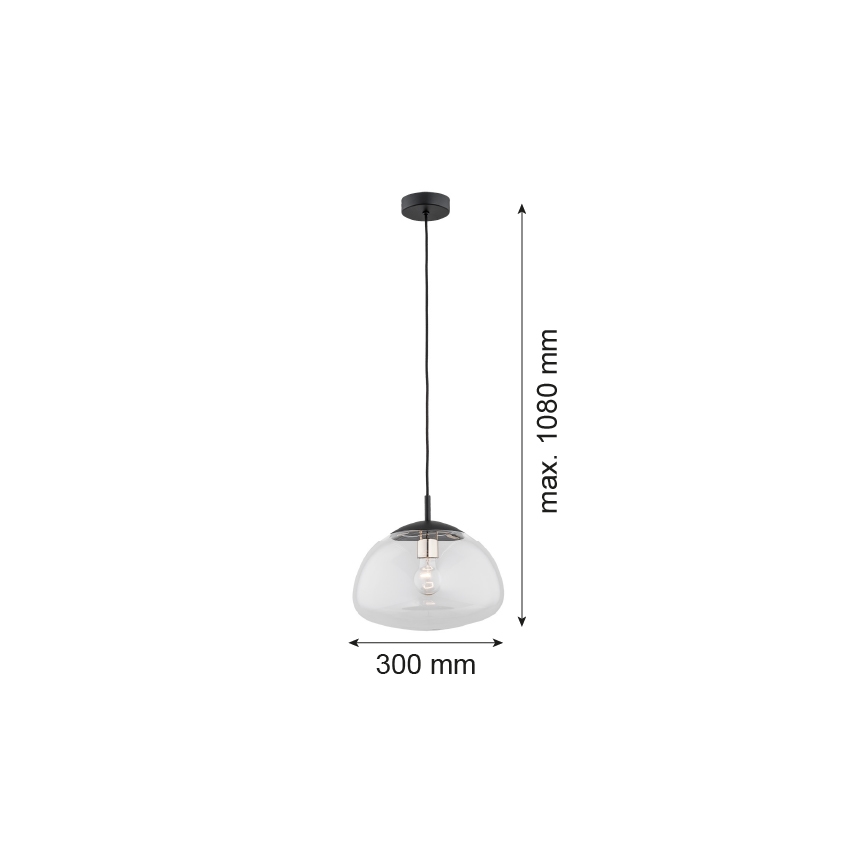 Argon 4332 - Lestenec na vrvici TRINI 1xE27/15W/230V premer 30 cm črna