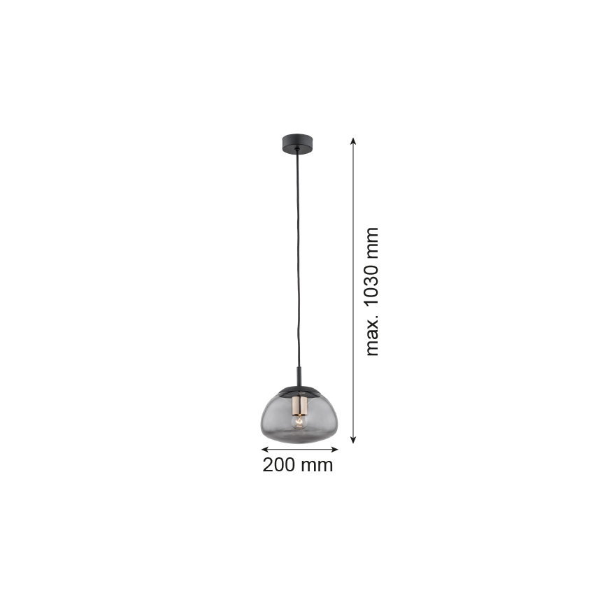 Argon 4333 - Lestenec na vrvici TRINI 1xE27/15W/230V pr. 20 cm črna