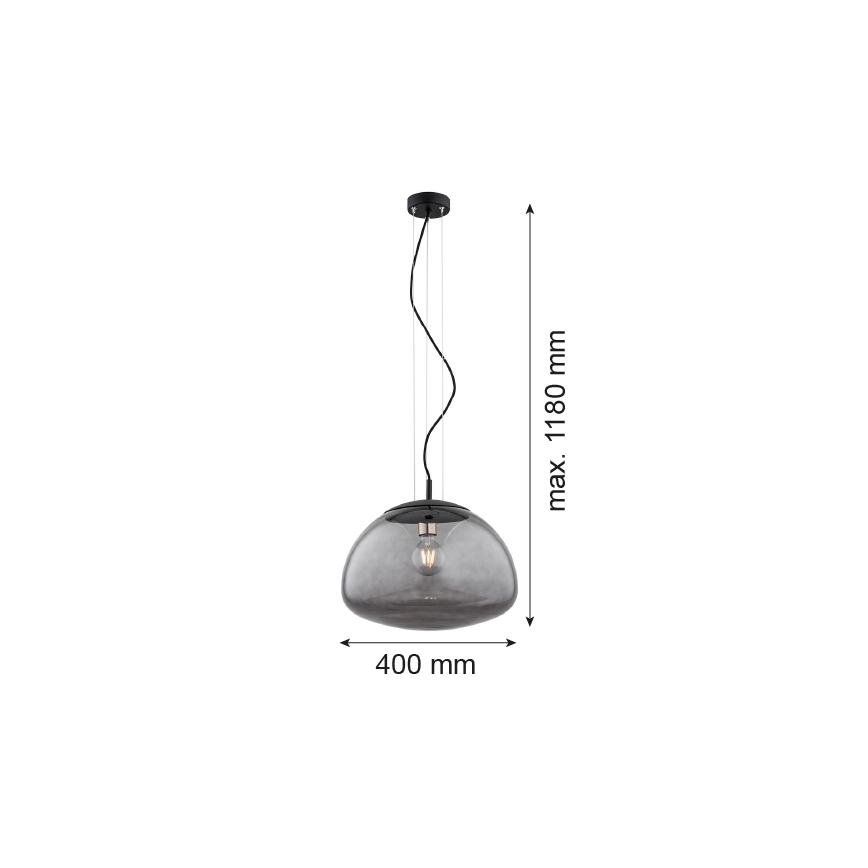 Argon 4350 - Lestenec na vrvici TRINI 1xE27/15W/230V pr. 40 cm črna