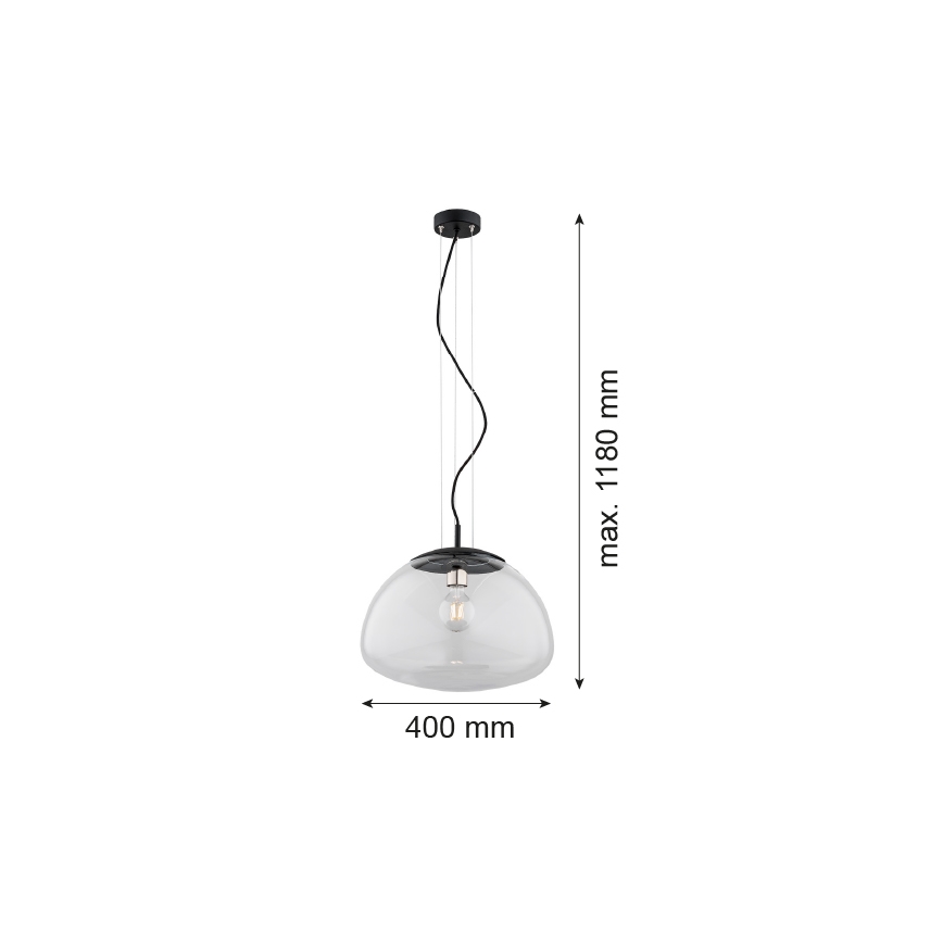 Argon 4351 - Lestenec na vrvici TRINI 1xE27/15W/230V premer 40 cm črna