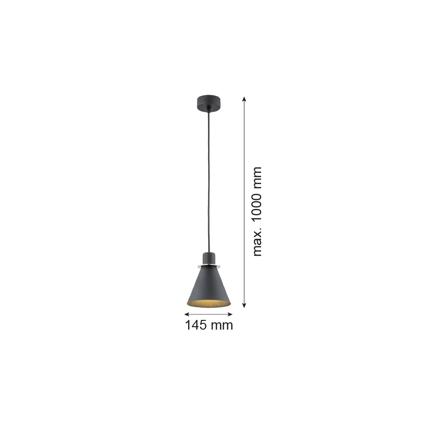 Argon 4688 - Lestenec na vrvici BEVERLY 1xE27/15W/230V črn/krom
