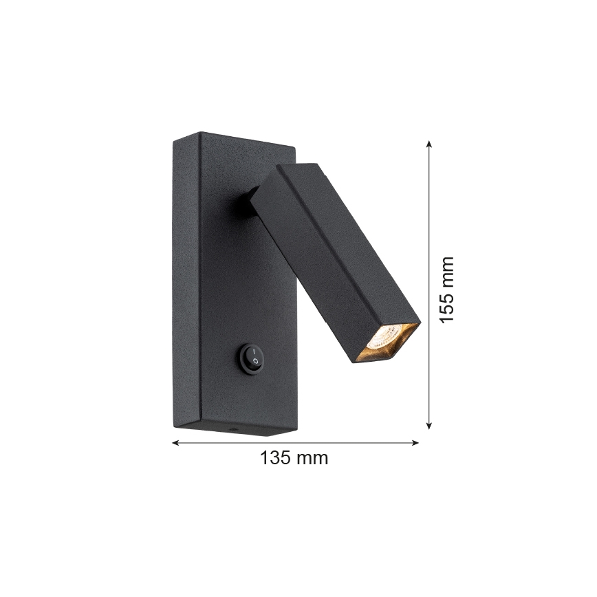 Argon 4723 - Stenski reflektor ROCK 1xG9/6W/230V črn
