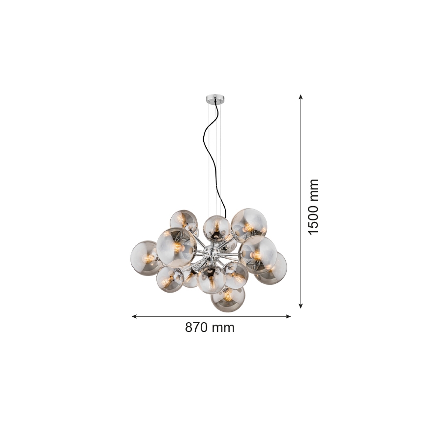 Argon 5022 - Lestenec na vrvici SATELITE 15xE27/15W/230V sijajni krom
