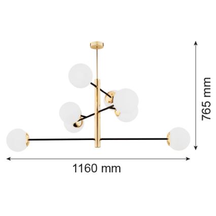 Argon 5041 - Lestenec na drogu CAMERON 8xE27/15W/230V medenina/črna