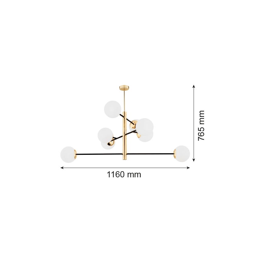 Argon 5041 - Lestenec na drogu CAMERON 8xE27/15W/230V medenina/črna