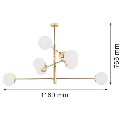 Argon 5043 - Lestenec na drogu CAMERON 8xE27/15W/230V medenina