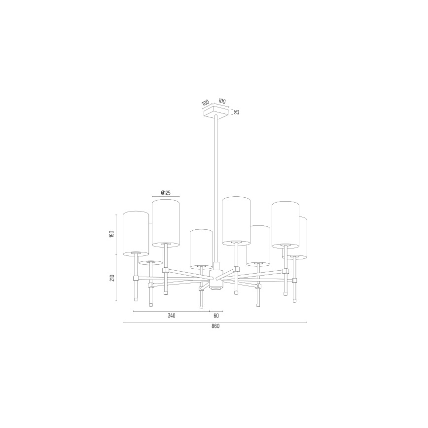 Argon 5051 - Lestenec na drogu ABRUZZO 8xE14/15W/230V medenina/bela