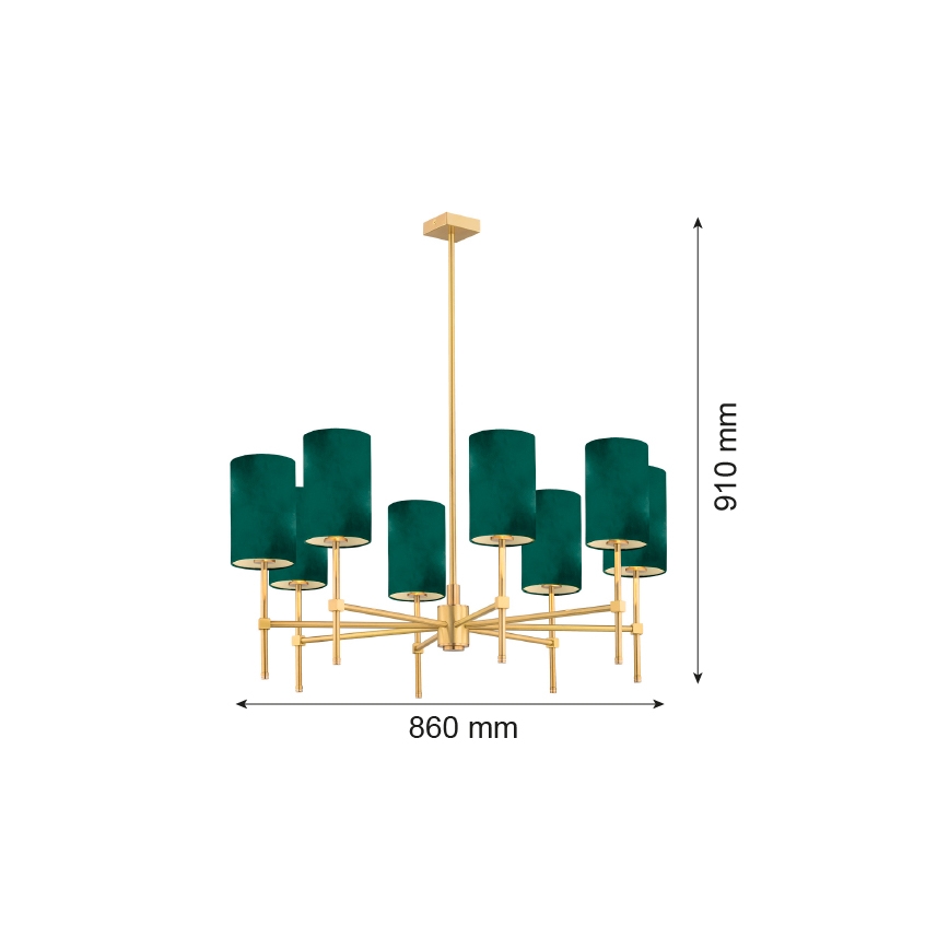 Argon 5055 - Lestenec na drogu ABRUZZO 8xE14/7W/230V medenina/zelena