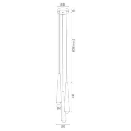 Argon 6102 - Lestenec na vrvici HOLLYWOOD 3xE14/7W/230V bel