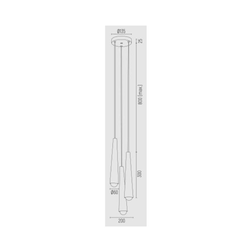 Argon 6103 - Lestenec na vrvici HOLLYWOOD 3xE14/7W/230V črn