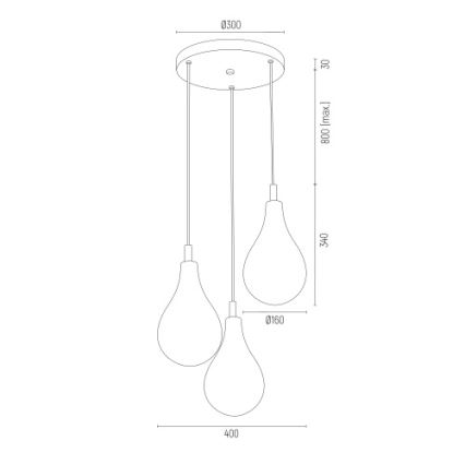 Argon 6105 - Lestenec na vrvici OAKLAND 3xG9/6W/230V črna