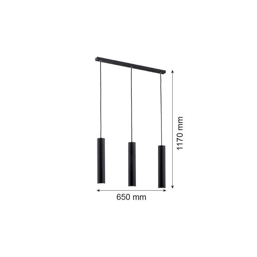 Argon 6112 - Lestenec na vrvici GOMERA 3xGU10/5W/230V črn