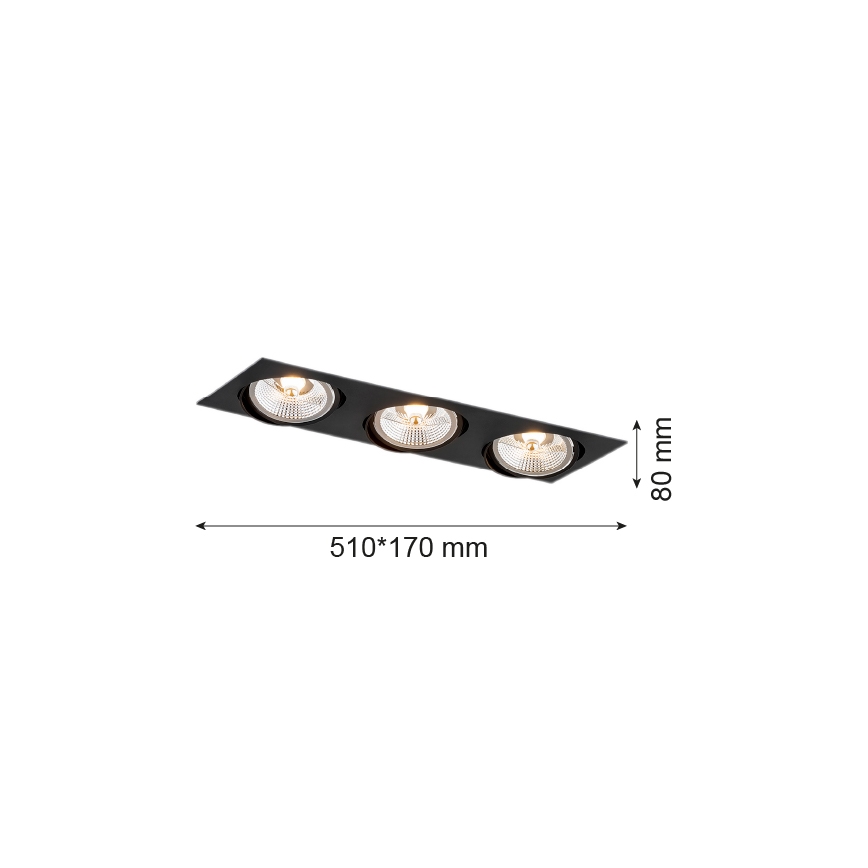 Argon 6116 - Vgradna svetilka OLIMP 3xGU10-AR111/12W/230V črna