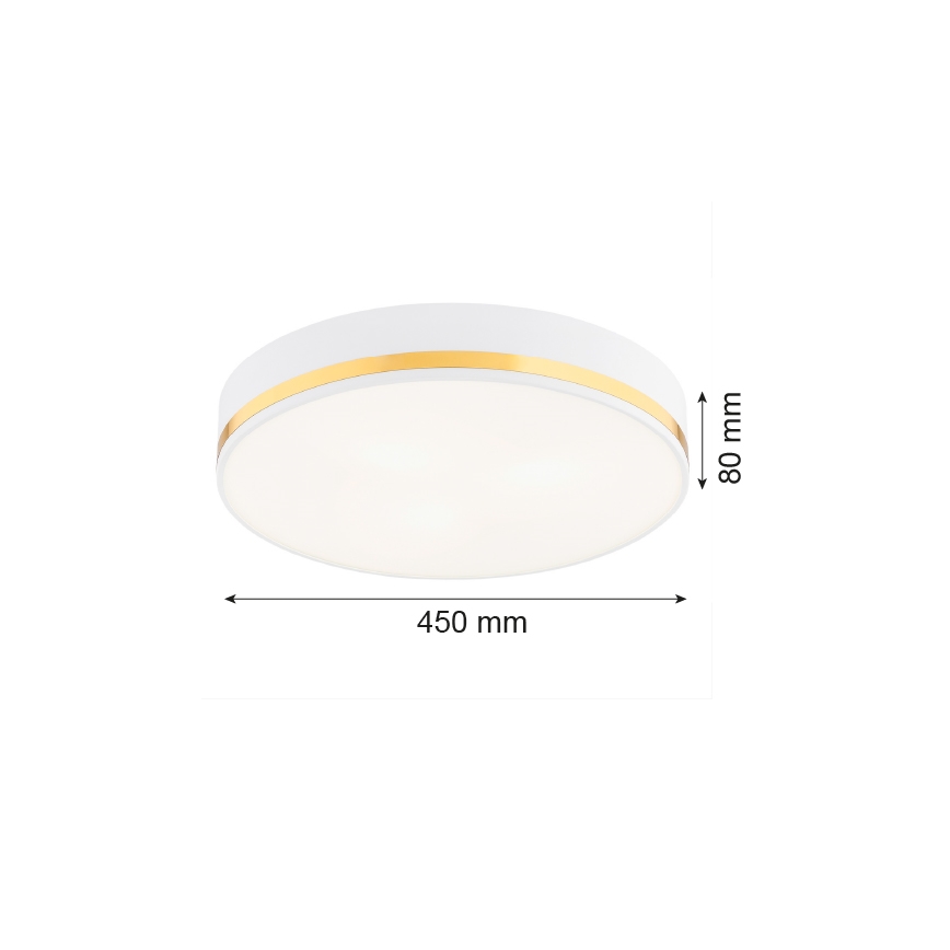 Argon 6138 - Stropna luč AMORE 3xE27/15W/230V premer 45 cm bela/zlato