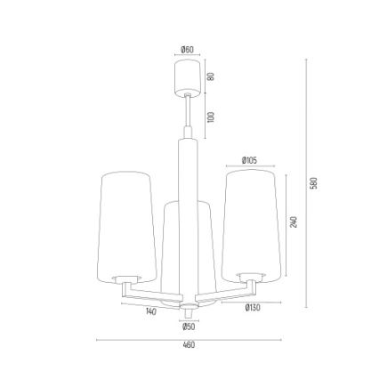 Argon 6143 - Lestenec na drogu CAMELOT PLUS 3xE27/15W/230V črna/bela/zlata