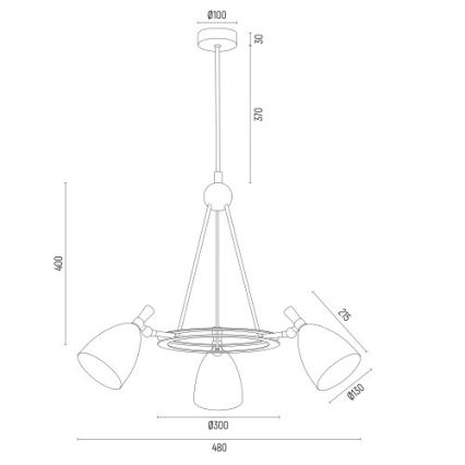 Argon 6148 - Lestenec na drogu CHARLOTTE 3xE27/15W/230V bela/zlata