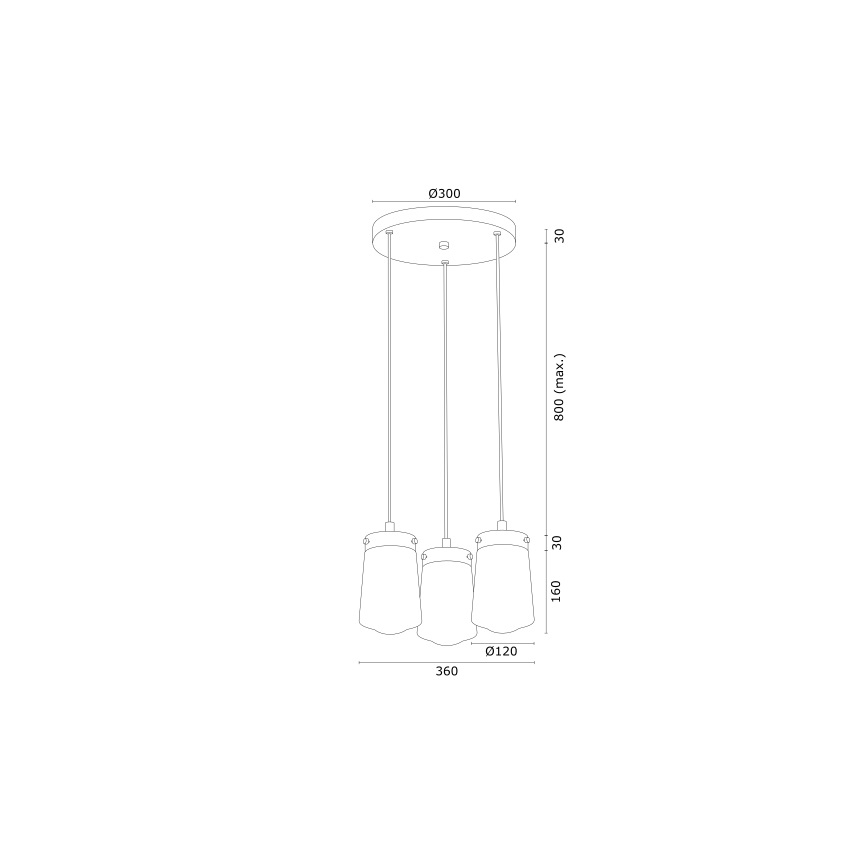 Argon 6164 - Lestenec na vrvici PASADENA 3xE27/15W/230V zlato/bela