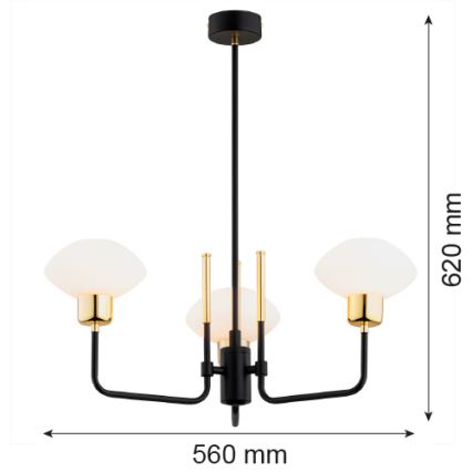 Argon 6166 - Lestenec na drogu RAVELLO 3xE14/15W/230V črna/zlata