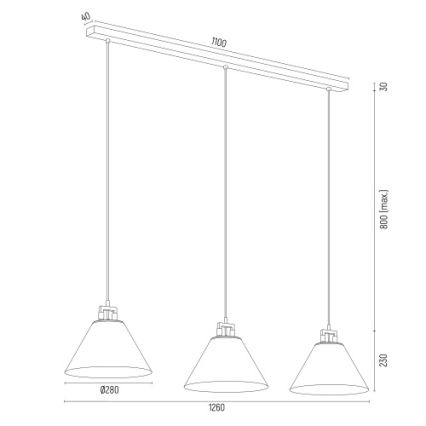 Argon 6173 - Lestenec na vrvici ORTE 3xE27/15W/230V bela