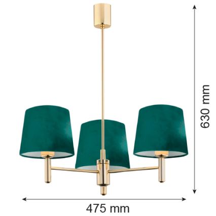 Argon 6192 - Lestenec na drogu PONTE 3xE27/15W/230V zelena/medenina