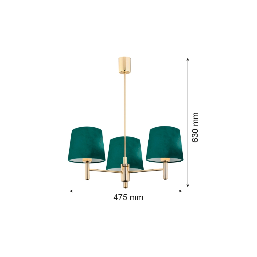 Argon 6192 - Lestenec na drogu PONTE 3xE27/15W/230V zelena/medenina
