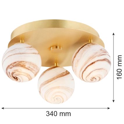 Argon 6290 - Stropna svetilka FABIO 3xE14/7W/230V alabaster zlata