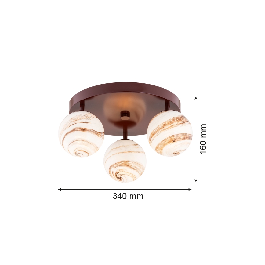 Argon 6292 - Stropna svetilka FABIO 3xE14/7W/230V alabaster rjava