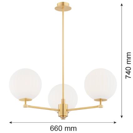 Argon 6307 - Lestenec na drogu PALOMA 3xE14/7W/230V zlata/bela