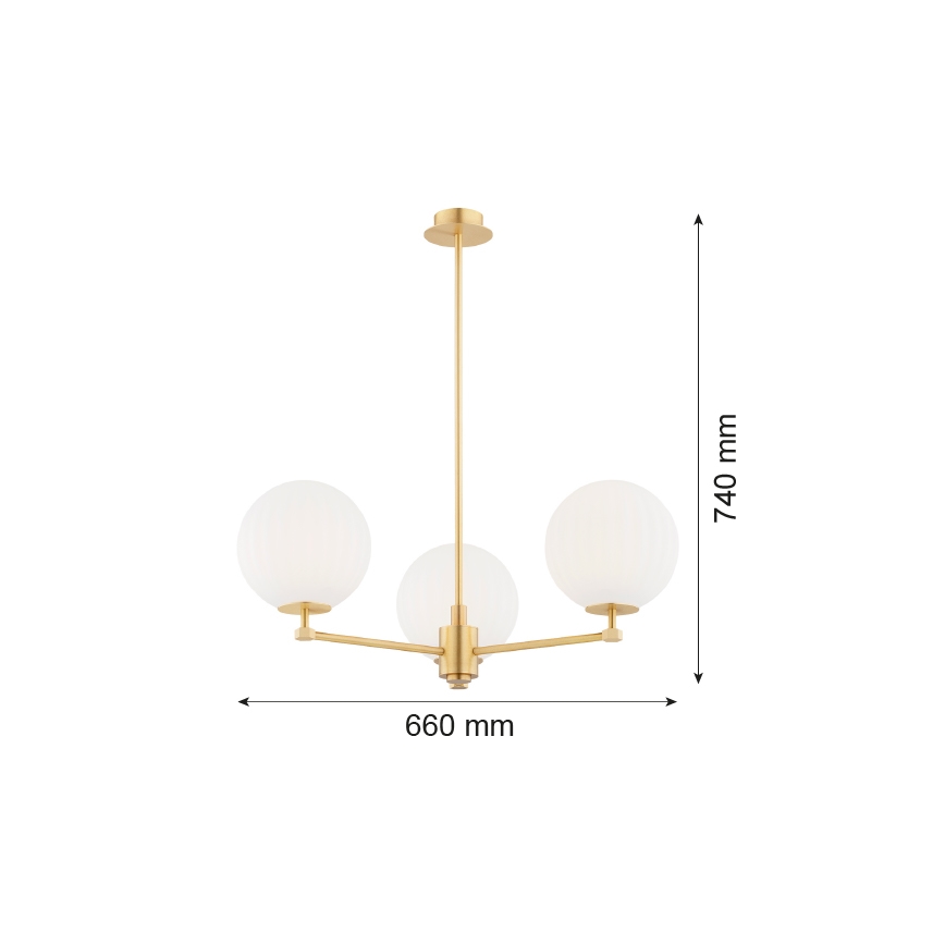 Argon 6307 - Lestenec na drogu PALOMA 3xE14/7W/230V zlata/bela