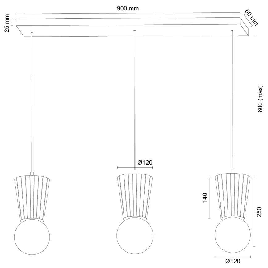 Argon 6357 - Kopalniški lestenec na vrvici VOLANTE 3xG9/6W/230V IP44 bež