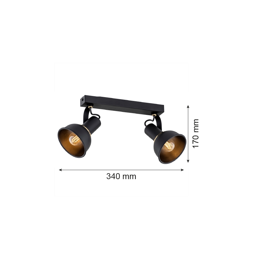 Argon 7037 - Reflektor TWIST 2xE14/7W/230V črna/zlato