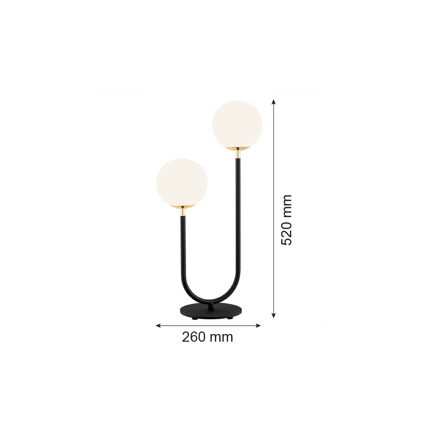 Argon 7072 - Namizna svetilka FERRONE 2xE14/7W/230V črna/bela/zlato