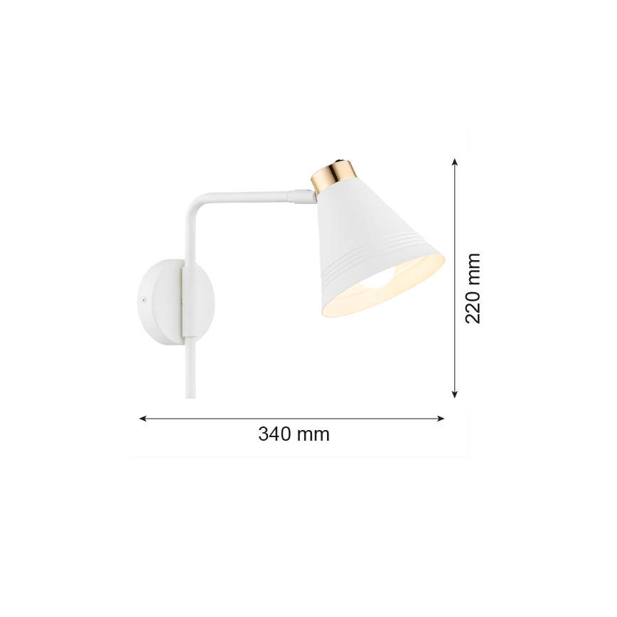Argon 8006 - Stenska svetilka AVALONE 1xE27/15W/230V 34 cm bela/zlato