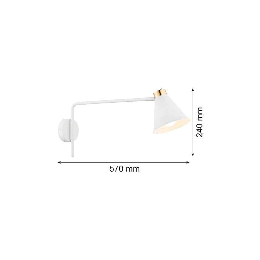 Argon 8007 - Stenska svetilka AVALONE 1xE27/15W/230V 57 cm bela/zlato