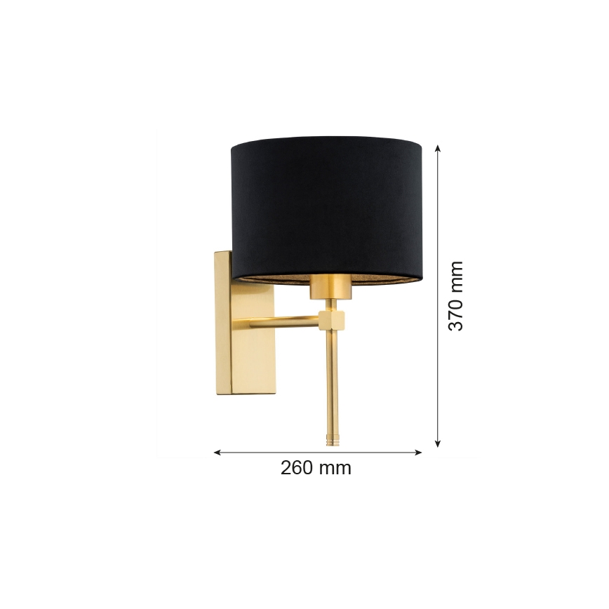 Argon 8050 - Stenska svetilka ABBANO 1xE27/15W/230V medenina/črna