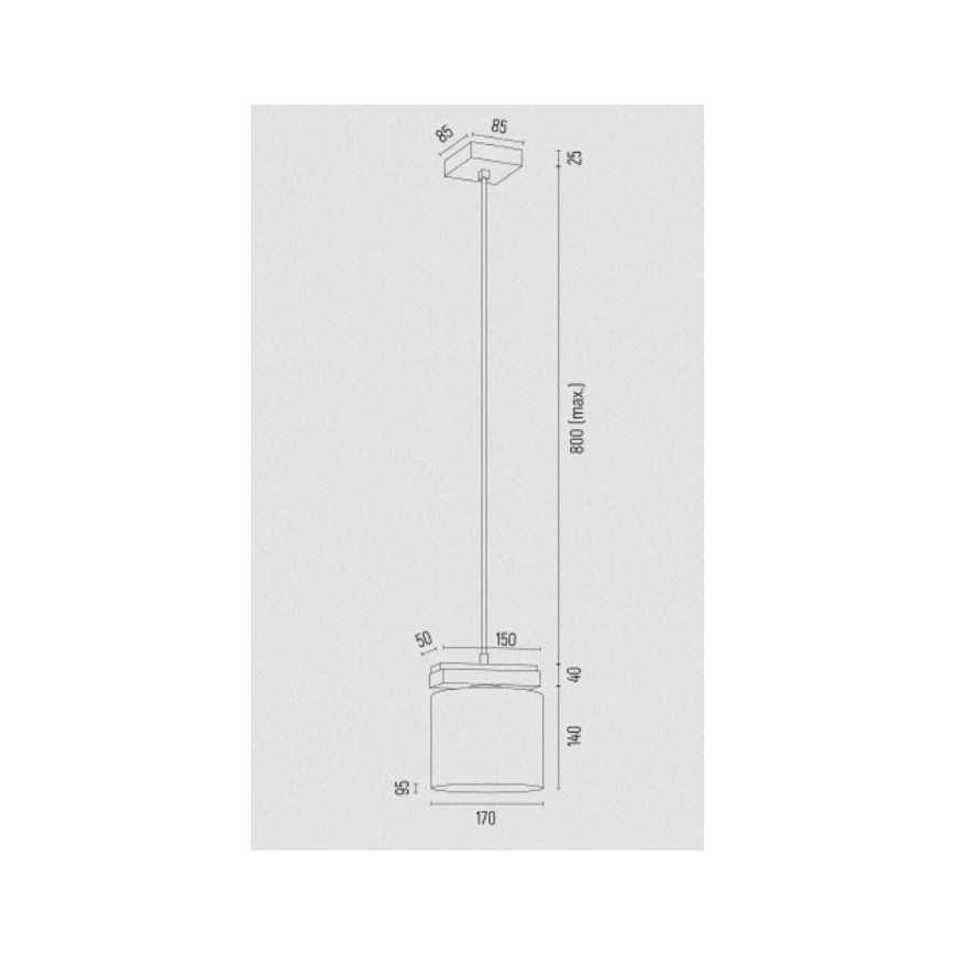 Argon 8276 - Lestenec na vrvici CANOA 1xE27/15W/230V črna