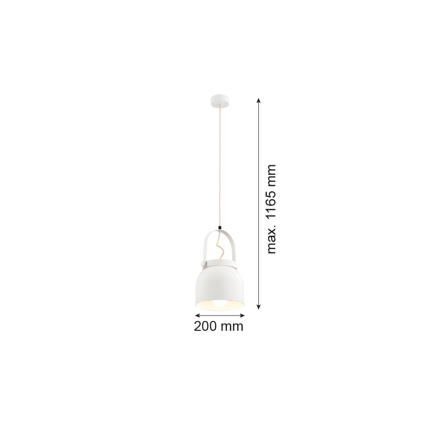 Argon 8280 - Lestenec na vrvici LOGAN 1xE27/15W/230V pr. 20 cm bela