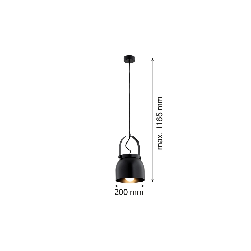 Argon 8281 - Lestenec na vrvici LOGAN 1xE27/15W/230V pr. 20 cm črna