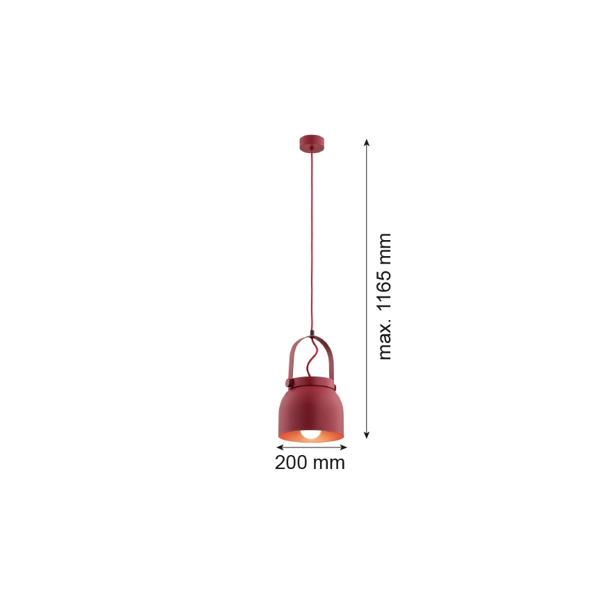 Argon 8282 - Lestenec na vrvici LOGAN 1xE27/15W/230V pr. 20 cm rdeč