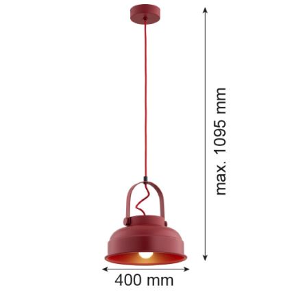 Argon 8286 - Lestenec na vrvici DAKOTA 1xE27/15W/230V rdeč